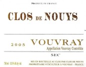 努伊斯干白葡萄酒(Clos de Nouys, Vouvray, France)