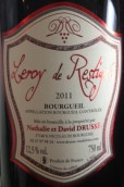 德魯賽酒莊勒魯瓦雷斯蒂涅紅葡萄酒(Nathalie et David Drusse Leroy de Restigne, Bourgueil, France)