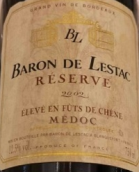 雷思塔伯爵酒莊珍藏紅葡萄酒(Baron De Lestac Reserve Eleve en Fut de Chene, Medoc, France)