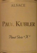 保羅庫布勒K灰皮諾干白葡萄酒(Domaine Paul Kubler Pinot Gris K, Alsace, France)