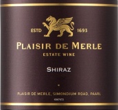 普萊斯酒莊西拉紅葡萄酒(Plaisir de Merle Shiraz, Paarl, South Africa)