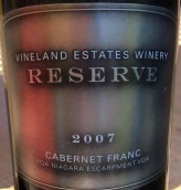 威蘭德珍藏品麗珠紅葡萄酒(Vineland Estates Cabernet Franc Reserve, Niagara Peninsula, Canada)