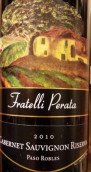 弗拉特利·佩拉塔酒莊珍藏赤霞珠干紅葡萄酒(Fratelli Perata Winery Reserva Cabernet Sauvignon, Paso Robles, USA)