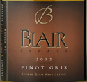 布萊爾米德莊園灰皮諾干白葡萄酒(Blair Estate Meador Vineyard Pinot Gris, Arroyo Seco, USA)