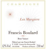 布拉爾妙日黑中白天然極干型香檳(Francis Boulard Les Murgiers Blanc de Noirs Brut Nature, Champagne, France)