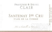 丹尼斯·克萊爾酒莊貢美園（桑特奈一級(jí)園）紅葡萄酒(Domaine Francoise et Denis Clair Clos de la Comme, Santenay Premier Cru, France)