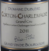 都柏萊酒莊（科爾登-查理曼特級(jí)園）白葡萄酒(Domaine Dublere  Corton-Charlemagne Grand Cru, Cote de Beaune, France)