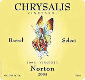 蝶蛹酒莊橡木桶精選諾頓干紅葡萄酒(Chrysalis Vineyards Barrel Select Norton, Virginia, USA)