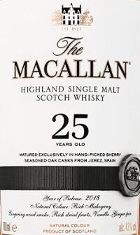 The Macallan 25 Years Old Sherry Oak Cask Single Malt Scotch