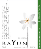 雅云酒莊珍藏長(zhǎng)相思白葡萄酒(Rayun Reserva Sauvignon Blanc, Limari Valley, Chile)