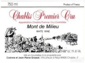 Domaine Jean-Pierre Grossot Mont de Milieu, Chablis Premier Cru, France