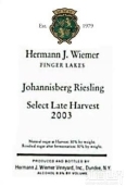 赫爾曼圣約翰曼晚熟雷司令干白葡萄酒(Hermann J. Wiemer Johannisberg Late Harvest Riesling, Finger Lakes, USA)