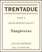 特倫桑嬌維塞干紅葡萄酒(Trentadue Sangiovese, Alexander Valley, USA)