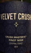 天鹅绒挤压大师黑皮诺干红葡萄酒(Velvet Crush Crush Master's Pinot Noir, Central Coast, USA)