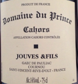 普林斯酒莊喬福斯父子干紅葡萄酒(Domaine Du Prince Jouves & Fils, Cahors, France)