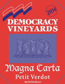 民主大憲章味而多干紅葡萄酒(Democracy Vineyards Magna Carta Petit Verdot, Monticello, USA)