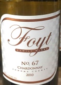 福伊特家族67號霞多麗白葡萄酒(Foyt Family Wines No.67 Chardonnay, Sonoma County, USA)