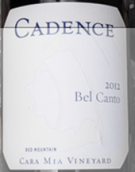 凱登斯美聲品麗珠-梅洛-味而多混釀干紅葡萄酒(Cadence Bel Canto Cabernet Franc-Merlot-Petit Verdot, Washington, USA)