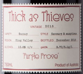 親密無(wú)間華麗散文佳美紅葡萄酒(Thick as Thieves Purple Prose Gamay, King Valley, Australia)