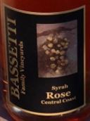 巴賽迪家族酒莊西拉桃紅葡萄酒(Bassetti Family Vineyards Syrah Rose, Central Coast, USA)