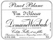 溫巴赫酒莊珍藏白皮諾白葡萄酒(Domaine Weinbach Reserve Pinot Blanc, Alsace, France)