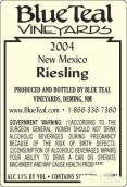 藍(lán)色水鴨園雷司令干白葡萄酒(Blue Teal Vineyards Riesling, New Mexico, USA)