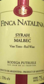 芬卡納西拉馬爾貝克干紅葡萄酒(Finca Natalina Vino Tinto Syrah Malbec,  Mendoza, Argentina)