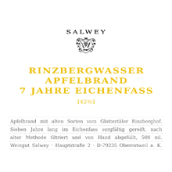 薩爾維酒莊倫次波7年橡木桶蘋果白蘭地(Weingut Salwey Rinzbergwasser Apfelbrand 7 Jahre Lagerung Im Eichenfass, Baden, Germany)