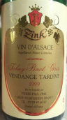 纖歌遲摘灰皮諾甜白葡萄酒(Domaine Zink Pierre-Paul Vendanges Tardives Pinot Gris, Pfaffenheim, France)