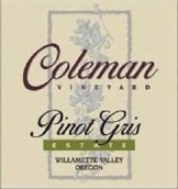 科爾曼灰皮諾干白葡萄酒(Coleman Estate Pinot Gris, Willamette Valley, USA)