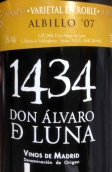 阿爾瓦羅·盧納酒莊1434丹魄紅葡萄酒(Bodegas Don Alvaro de Luna 1434 Tempranillo, Madrid, Spain)