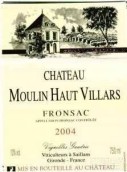 上維拉磨坊紅葡萄酒(Chateau Moulin Haut Villars, Fronsac, France)