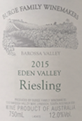 堡歌家族（伊甸谷）干白葡萄酒(Burge Family Winemakers Eden Valley Riesling, Barossa Valley, Australia)