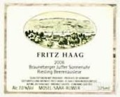 海格布朗伯哲朱弗日晷園雷司令逐粒精選甜白葡萄酒(Fritz Haag Brauneberger Juffer Sonnenuhr Riesling Beerenauslese, Mosel, Germany)