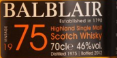 巴布萊爾1975年份蘇格蘭單一麥芽威士忌(Balblair 1975 Vintage Single Malt Scotch Whisky, Highlands, UK)