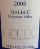 加利利弗莫爾谷馬爾白克干紅葡萄酒(Garre Livermore Valley Malbec, Livermore Valley, USA)