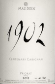 瑪斯杜瓦酒莊1902佳麗釀紅葡萄酒(Mas Doix 1902 Carignan, Priorat, Spain)