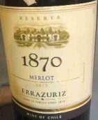 伊拉蘇酒莊1870珍藏梅洛紅葡萄酒(Errazuriz 1870 Merlot Reserva, Aconcagua Valley, Chile)