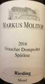 玛斯莫丽酒庄格拉齐多普斯特园雷司令晚收白葡萄酒(Weingut Markus Molitor Graacher Domprobst Riesling Spatlese, Mosel, Germany)