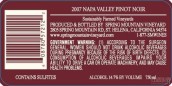 春山黑皮諾干紅葡萄酒(Spring Mountain Vineyard Pinot Noir, Spring Mountain District, USA)