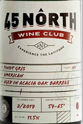 14 45 North Wine Club Pinot Gris Michigan Usa 北纬45度酒庄葡萄酒 价格 评价 中文名 红酒世界网