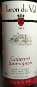 瓦爾男爵赤霞珠紅葡萄酒(Baron Du Val Cabernet Sauvignon, Pays' D'Oc, France)