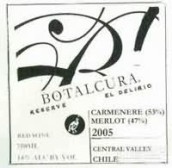 博塔卡拉狂歡珍藏佳美娜梅洛紅葡萄酒(Botalcura El Delirio Reserve Carmenere Merlot, Central Valley, Chile)