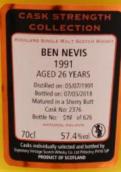 本尼維斯酒莊1991年份木桶強度系列單一麥芽威士忌(Ben Nevis 1991 Cask Strength Collection, Highland Scotland, United Kingdom)