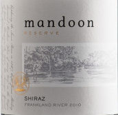 曼顿法兰克兰河珍藏西拉干红葡萄酒(Mandoon Estate Reserve Frankland River Shiraz, Perth Hill, Australia)