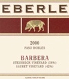 埃貝爾蘇特&斯坦貝克園巴貝拉干紅葡萄酒(Eberle Sauret&Steinbeck Vineyards Barbera，Paso Robles, USA)