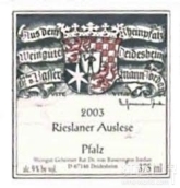 巴塞曼喬登雷司蘭尼干白葡萄酒(Weingut Geheimer Rat Dr. von Bassermann-Jordan Rieslaner Auslese, Pfalz, Germany)