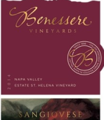 本尼塞桑嬌維塞紅葡萄酒(Benessere Vineyards Sangiovese, California, USA)