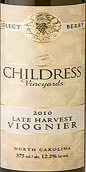 柴德里斯酒莊遲摘維歐尼甜酒(Childress Late Harvest Viognier, North Carolina, USA)