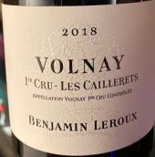 本杰明·勒胡酒莊凱樂瑞（沃爾奈一級園）紅葡萄酒(Benjamin Leroux Les Caillerets, Volnay 1er Cru, France)